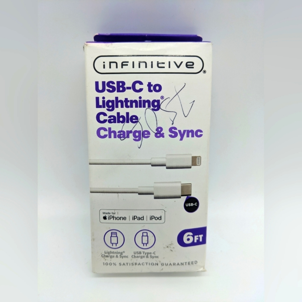 Infinitive USB-C to Lightning Cable Charge/Sync - Wall and Car - 6ft
